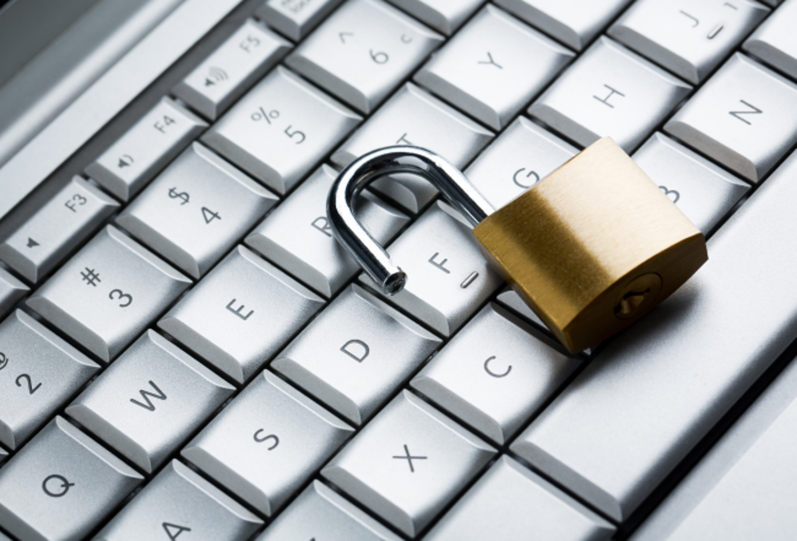 open lock on computer keyboard
